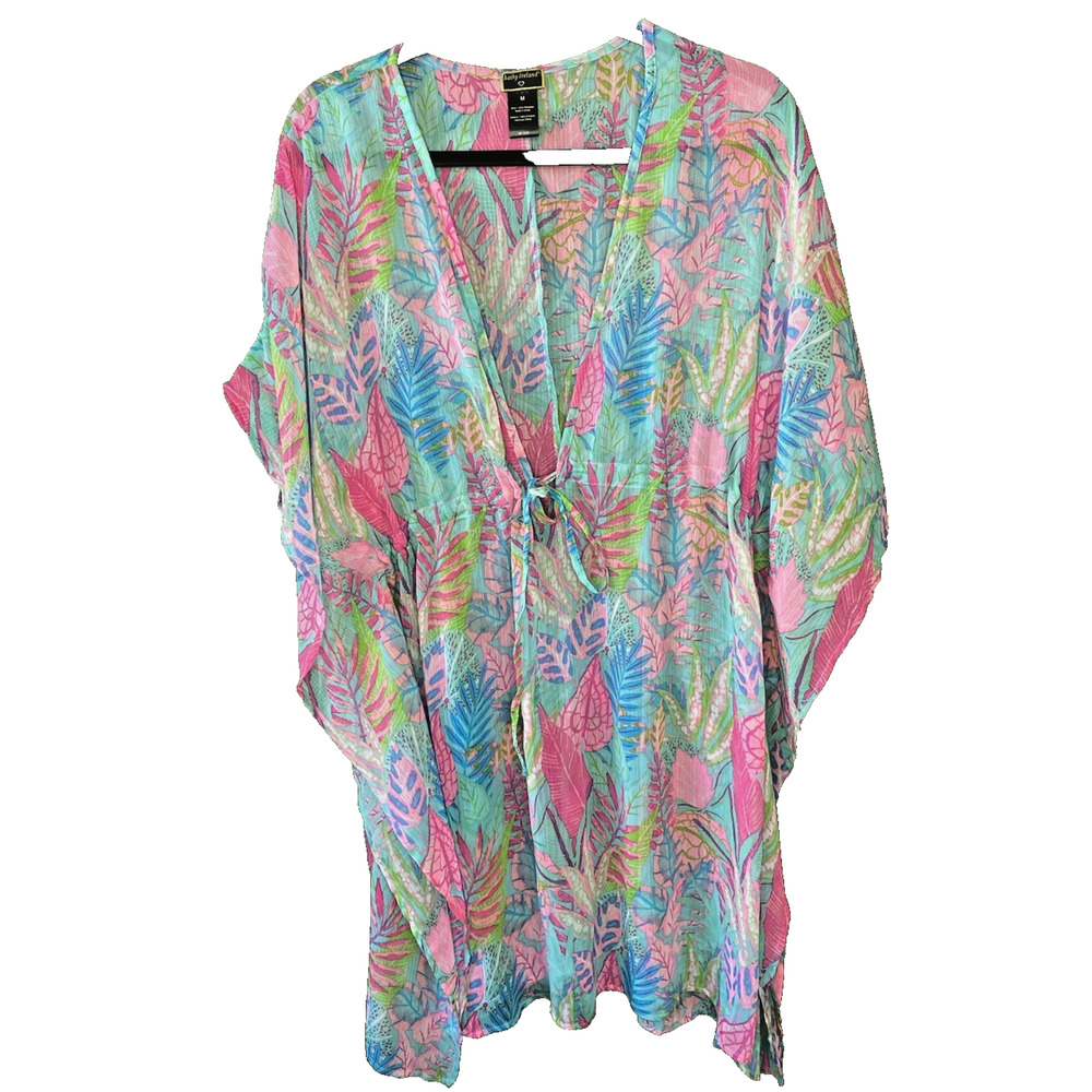 Kathy Ireland Swim Coverup Womens Medium Tropical Vacation Resort Beach Dress